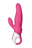 Ярко-розовый вибратор  Satisfyer Mr. Rabbit с клиторальным отростком - 22,1 см.