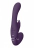Фиолетовый безремневой вибрострапон Suki со стимулятором клитора - 22 см.