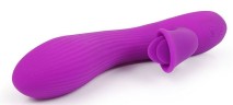 Фиолетовый рельефный вибратор-кролик QUEJOY - 25 см.